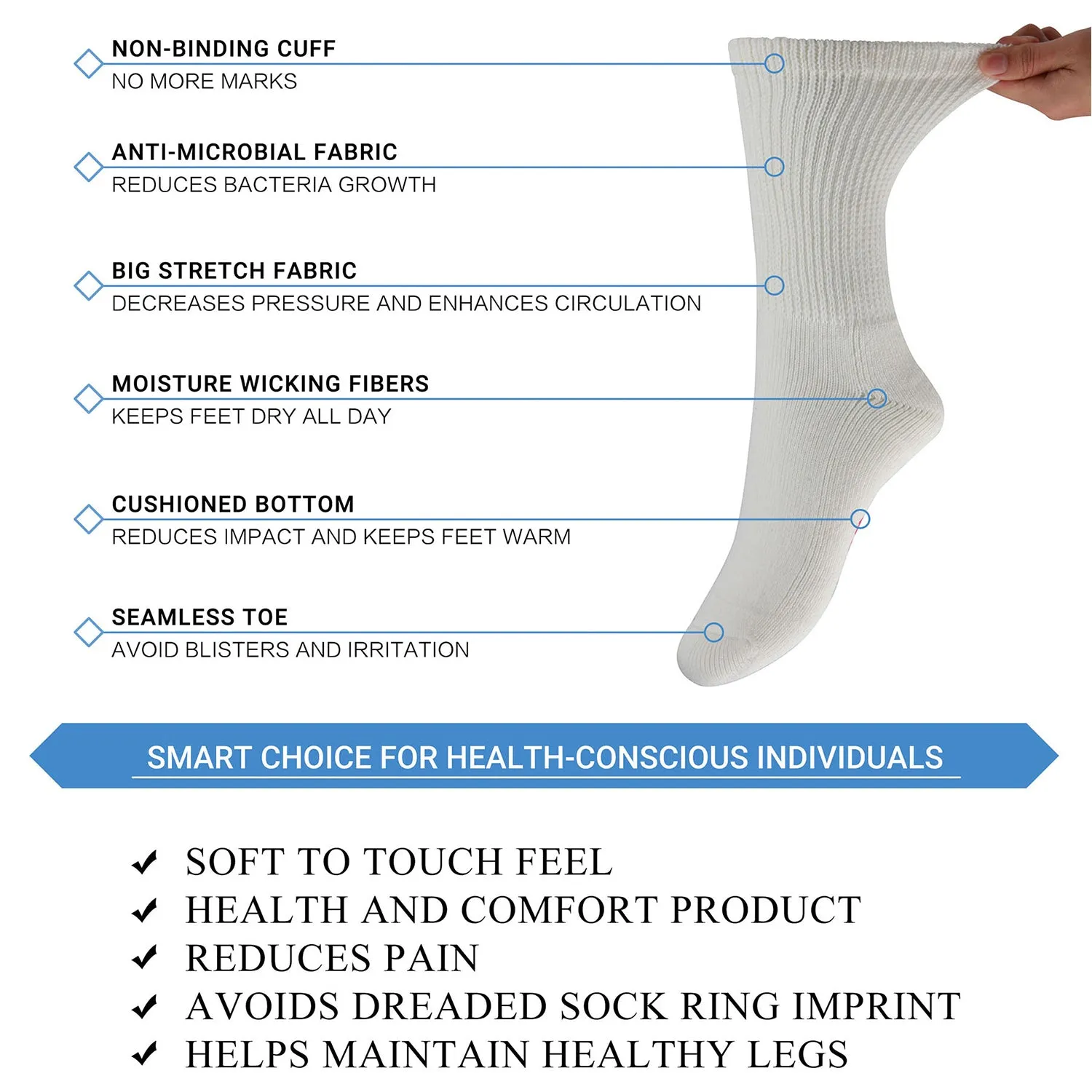 MD Cotton Non-Binding Warm Cushion Crew Socks Dress Socks