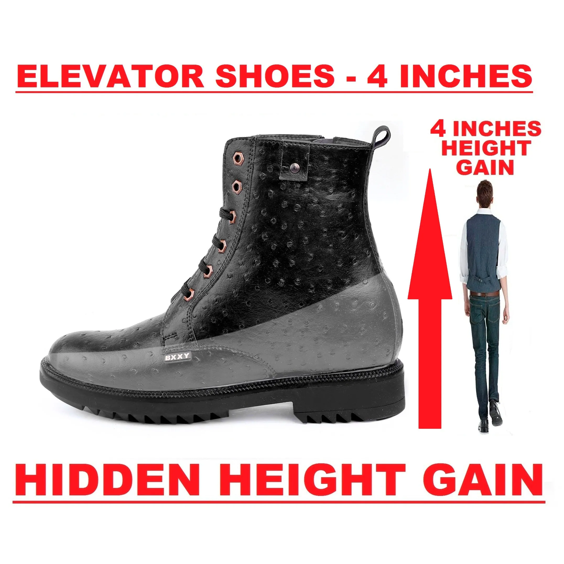 Men's 4 Inch Hidden Height Increasing Elevator Boots