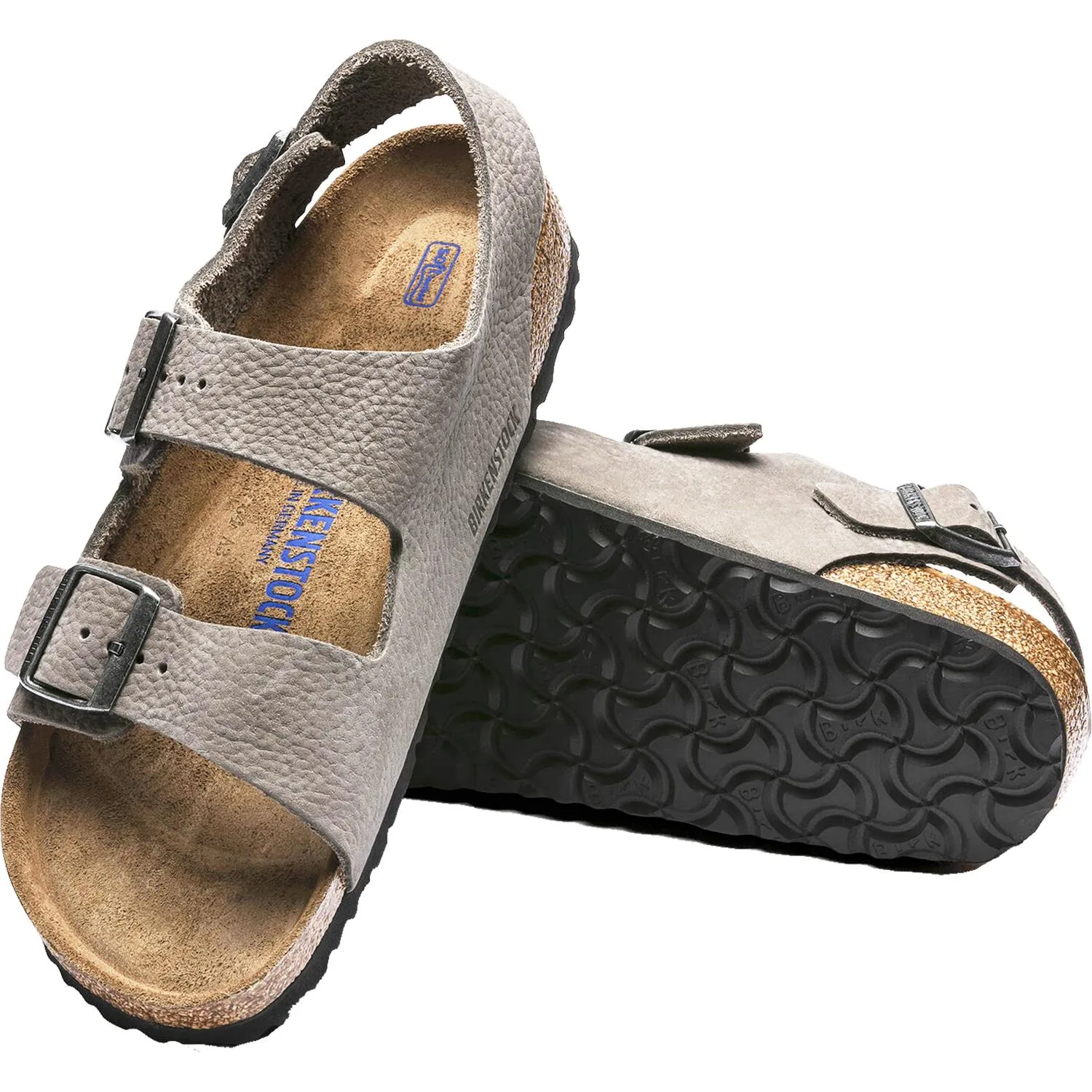 Men's Birkenstock Milano Soft Footbed Soft Whale Grey Nubuck