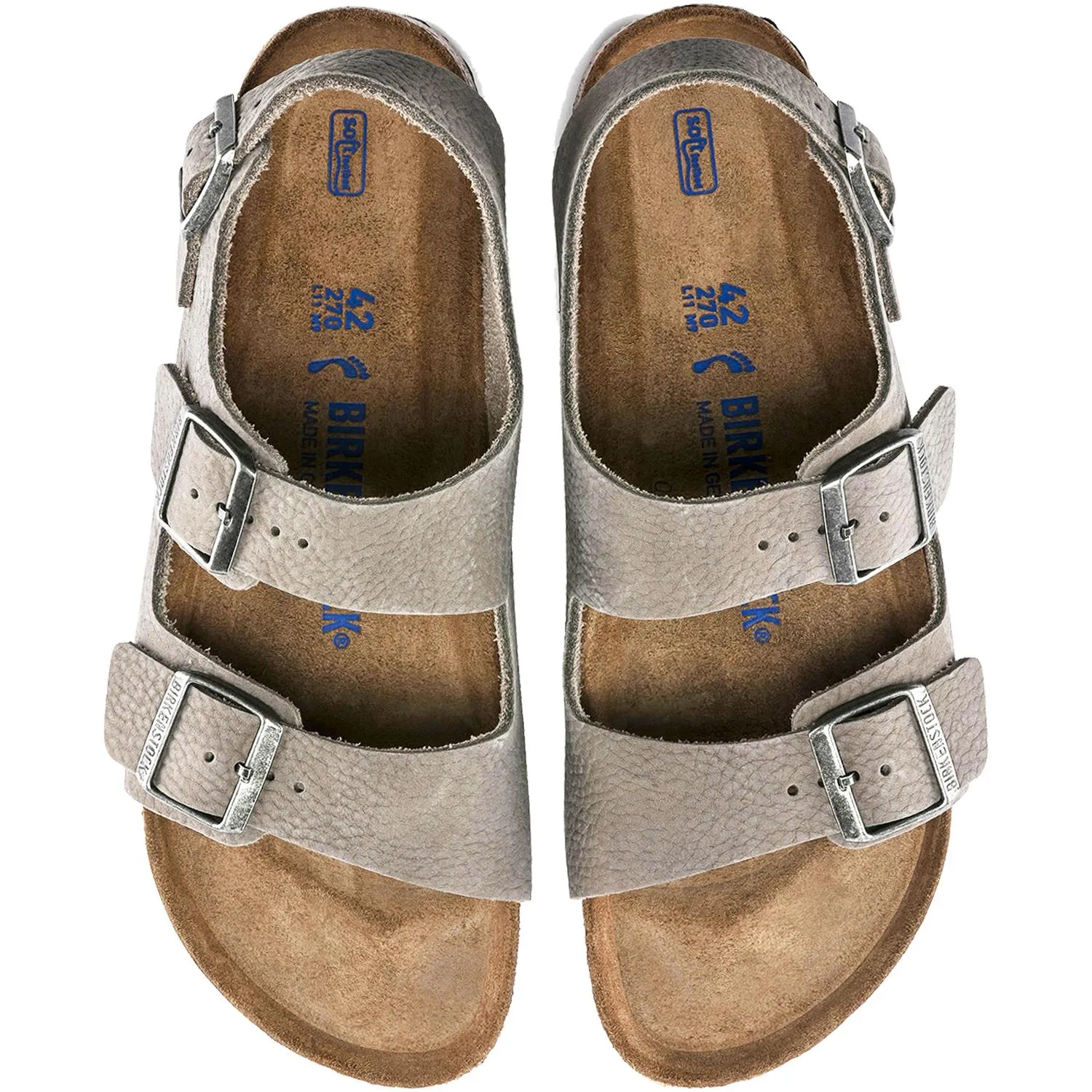 Men's Birkenstock Milano Soft Footbed Soft Whale Grey Nubuck