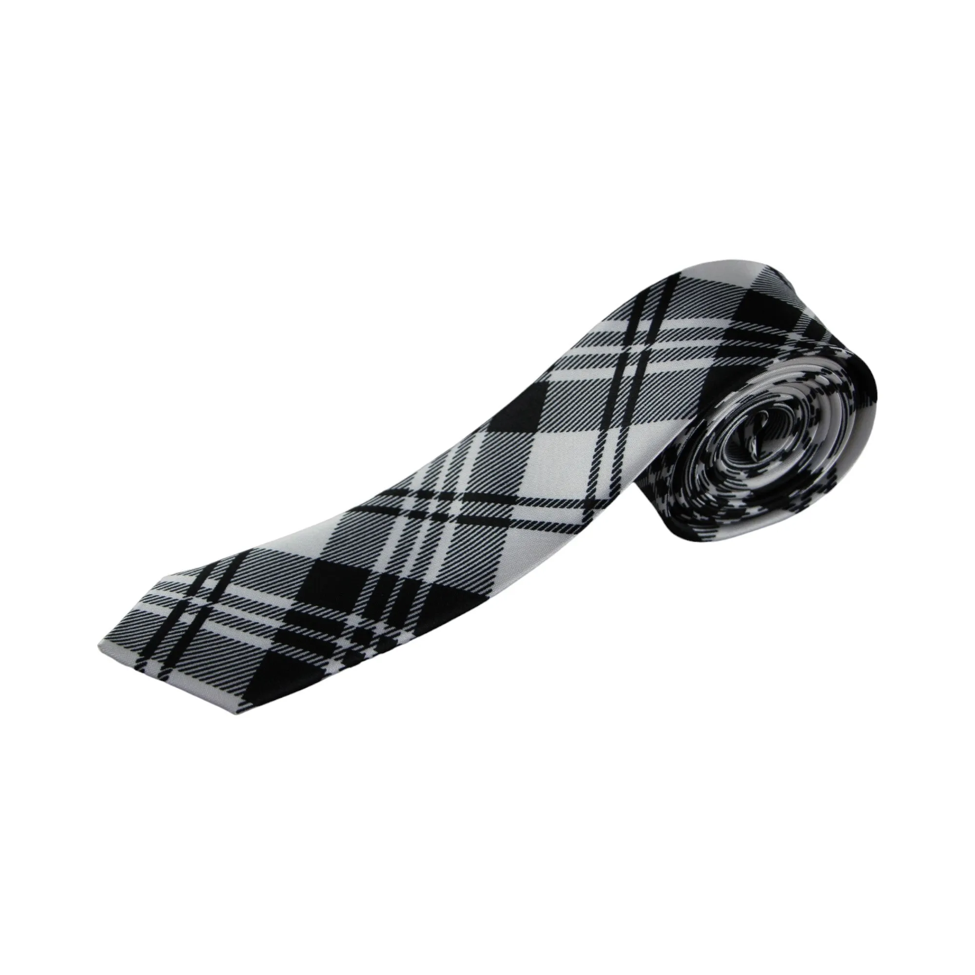 Mens Black & White Criss Cross 5cm Skinny Neck Tie