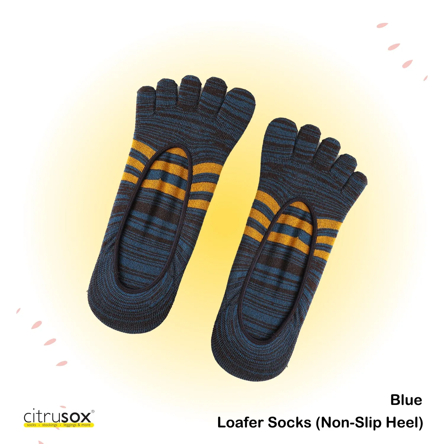 Middle Stripes Loafer Toe Socks (Non-Slip Heel)