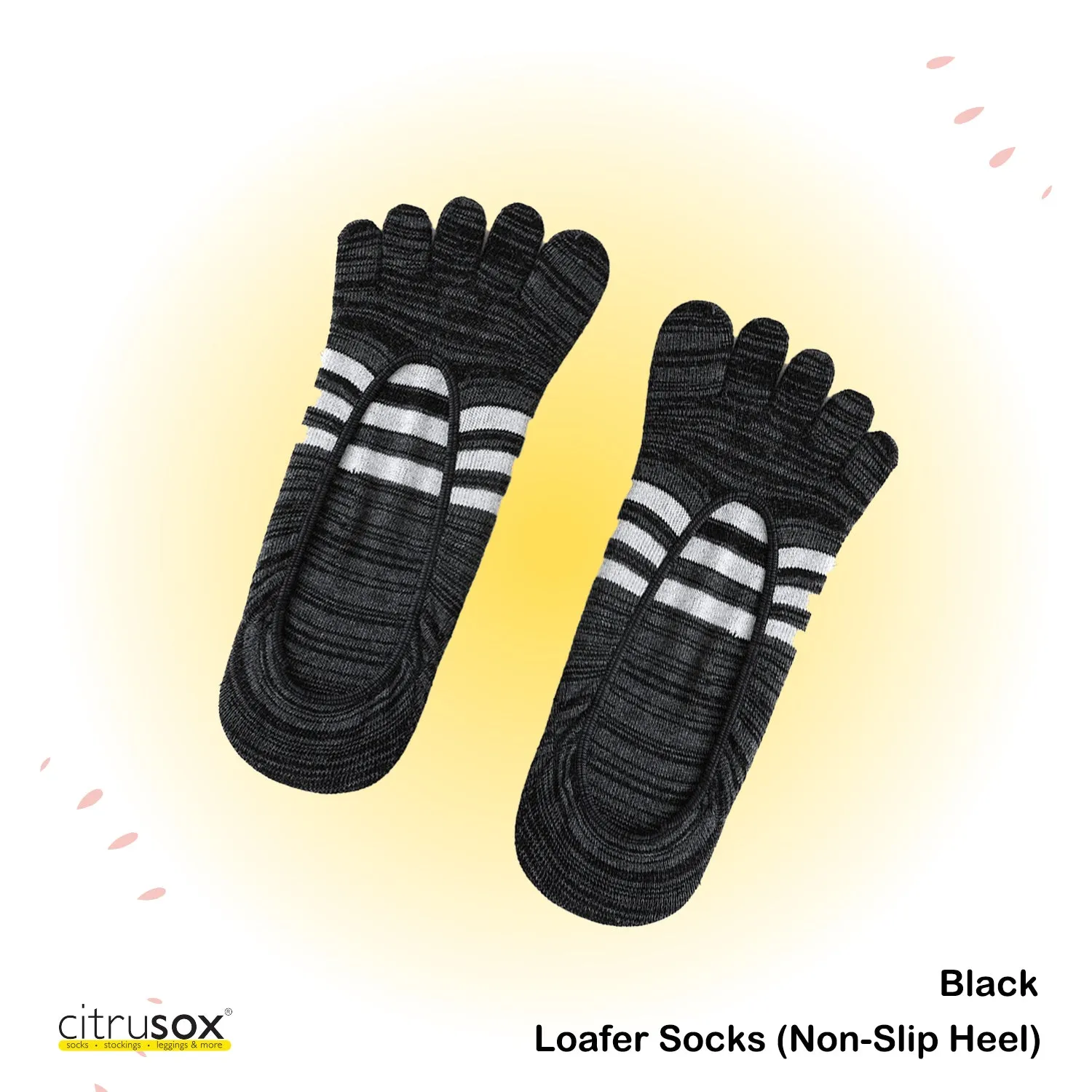 Middle Stripes Loafer Toe Socks (Non-Slip Heel)