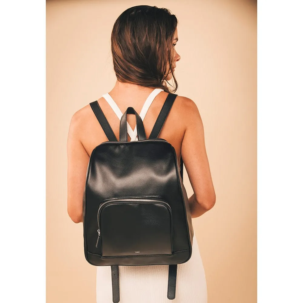 Mika Apple Leather Vegan Backpack | Black