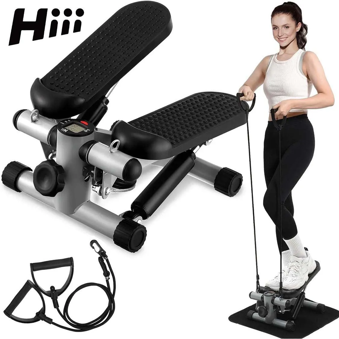 Mini Stepper for Home Workout with Resistance Bands