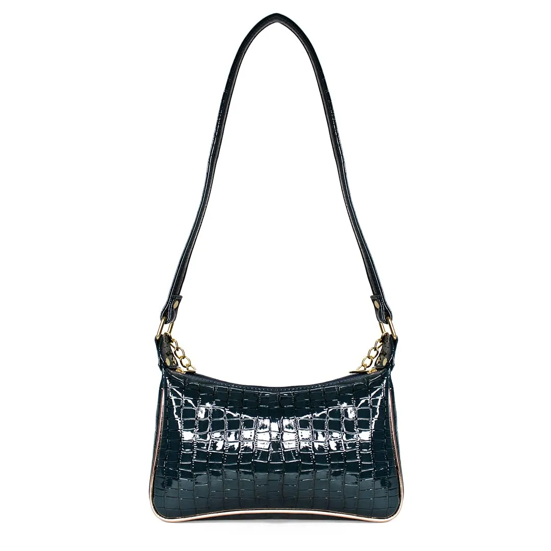 Modern Myth Chunky Chain Mini Shoulder Bag for Women & Girls - Blue Chunky