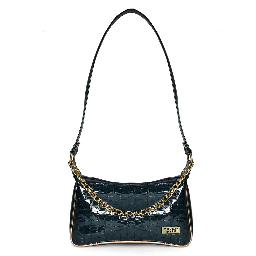 Modern Myth Chunky Chain Mini Shoulder Bag for Women & Girls - Blue Chunky