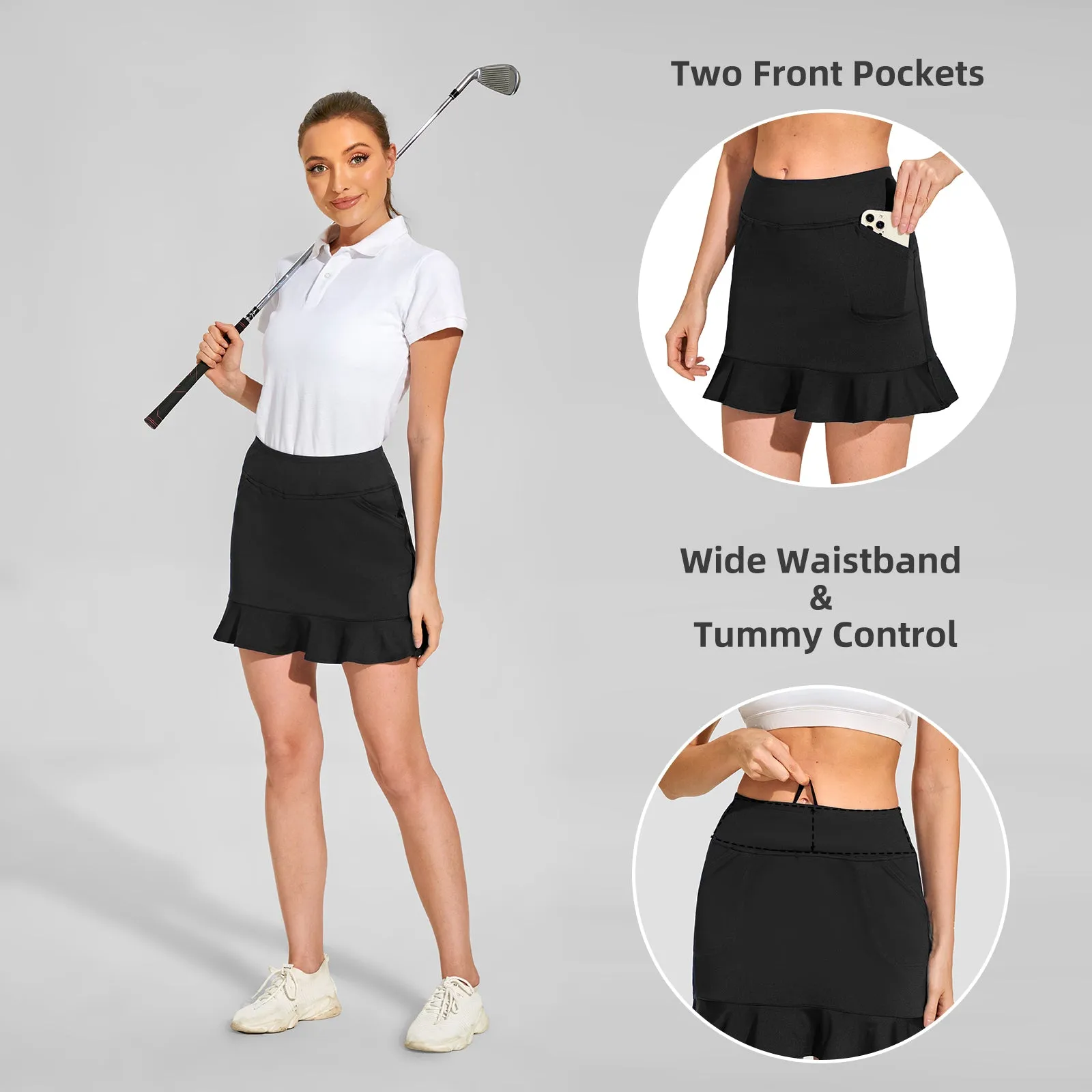 MOTEEPI Tennis Skirt with Shorts Golf Skorts for Women Dressy Pickleball Skort Golf Outfits Clothes Athletic Skorts