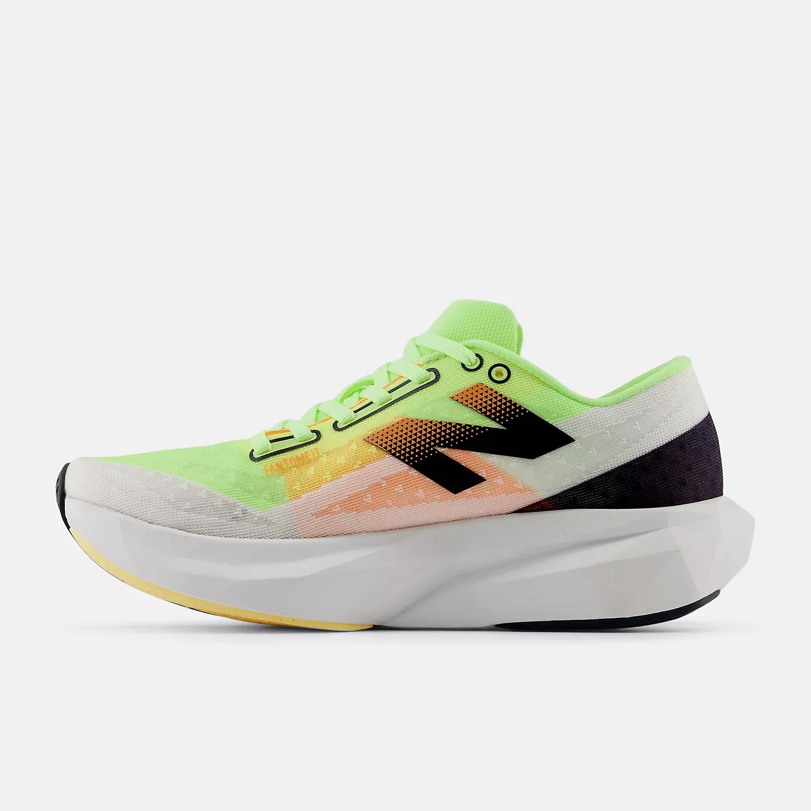 New Balance Mens Fuelcell Rebel v4 - White with bleached lime glo and hot mango (MFCXLL4)