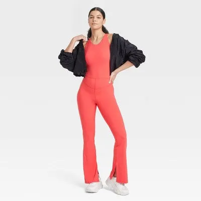 New - JoyLab Women's High Neck Flare Active Bodysuits Yoga Gym Workout Jumpsuit