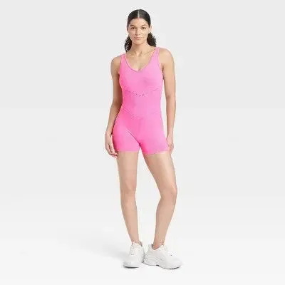 New - JoyLab Women's Seamless Short Active Bodysuit Fitness Workout Yoga Rompers