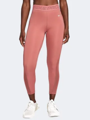 Nike Pro Df Mid Rise Women Training Tight Canyon Pink/White