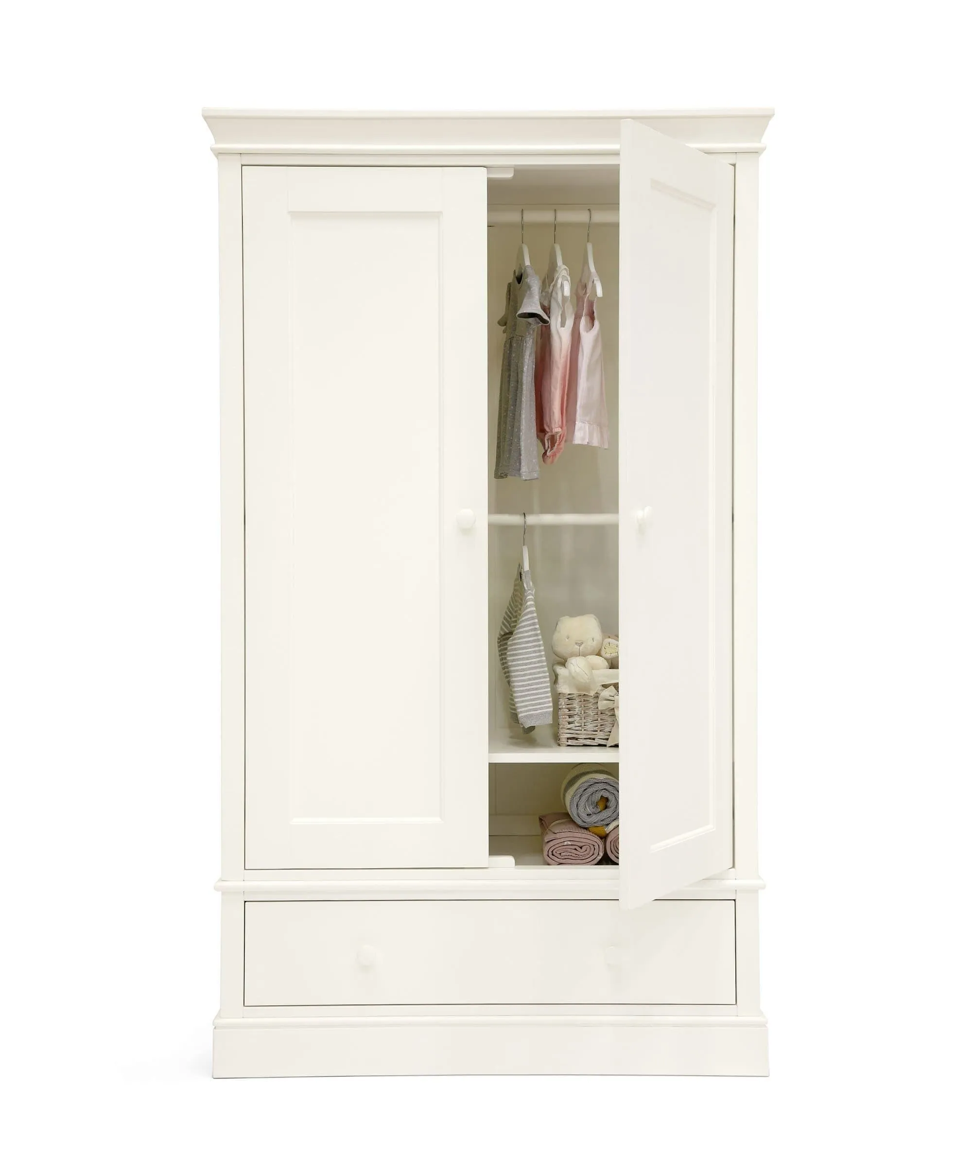 Oxford Nursery Wardrobe with Storage Drawer - White