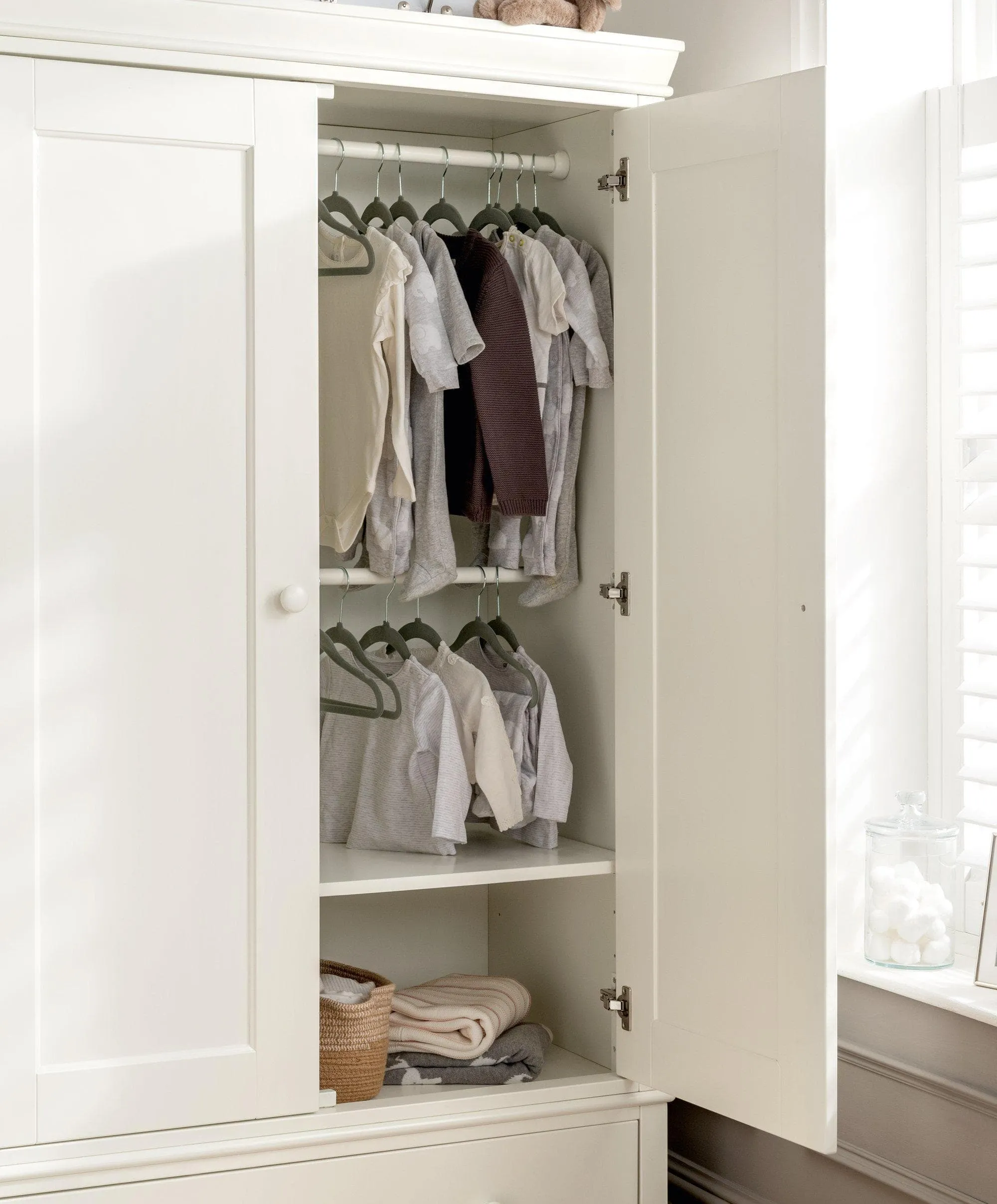 Oxford Nursery Wardrobe with Storage Drawer - White