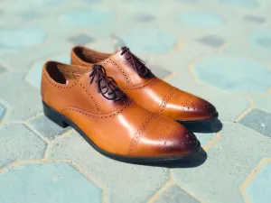 Oxford Shoes Genuine Leather Captoe brogue Brown