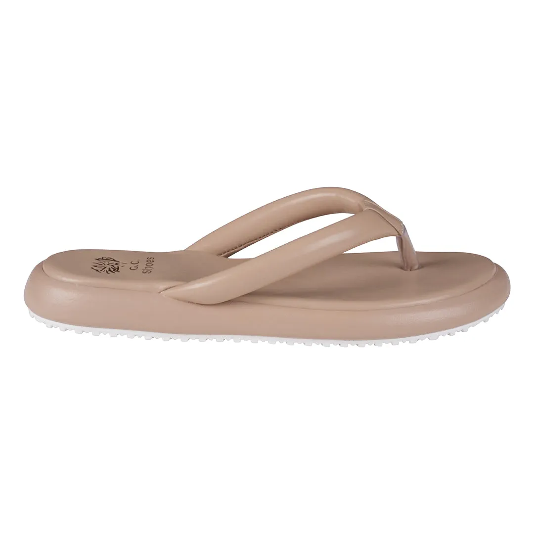 Parisa Nude Thong Slide Flat Sandals