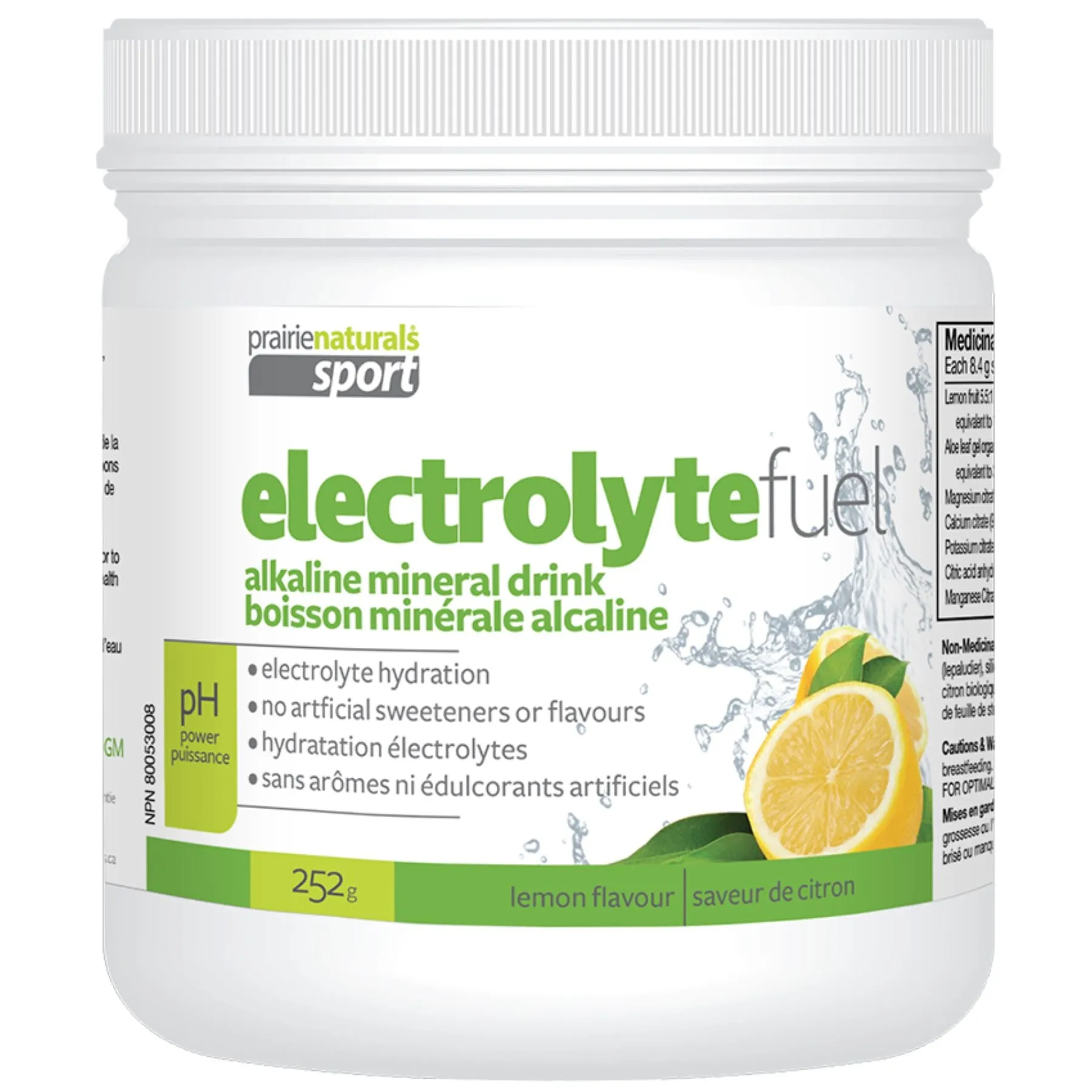 Prairie Naturals Electrolyte Fuel - Lemon Flavour 252g