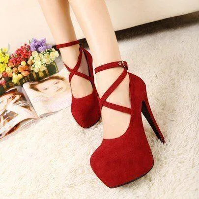 "New Fashion Trendy High-heeled Women Shoes, Pumps, Wedding Shoes, Platform, Sexy Heels, Red, Blue, Black High Heels, Suede"