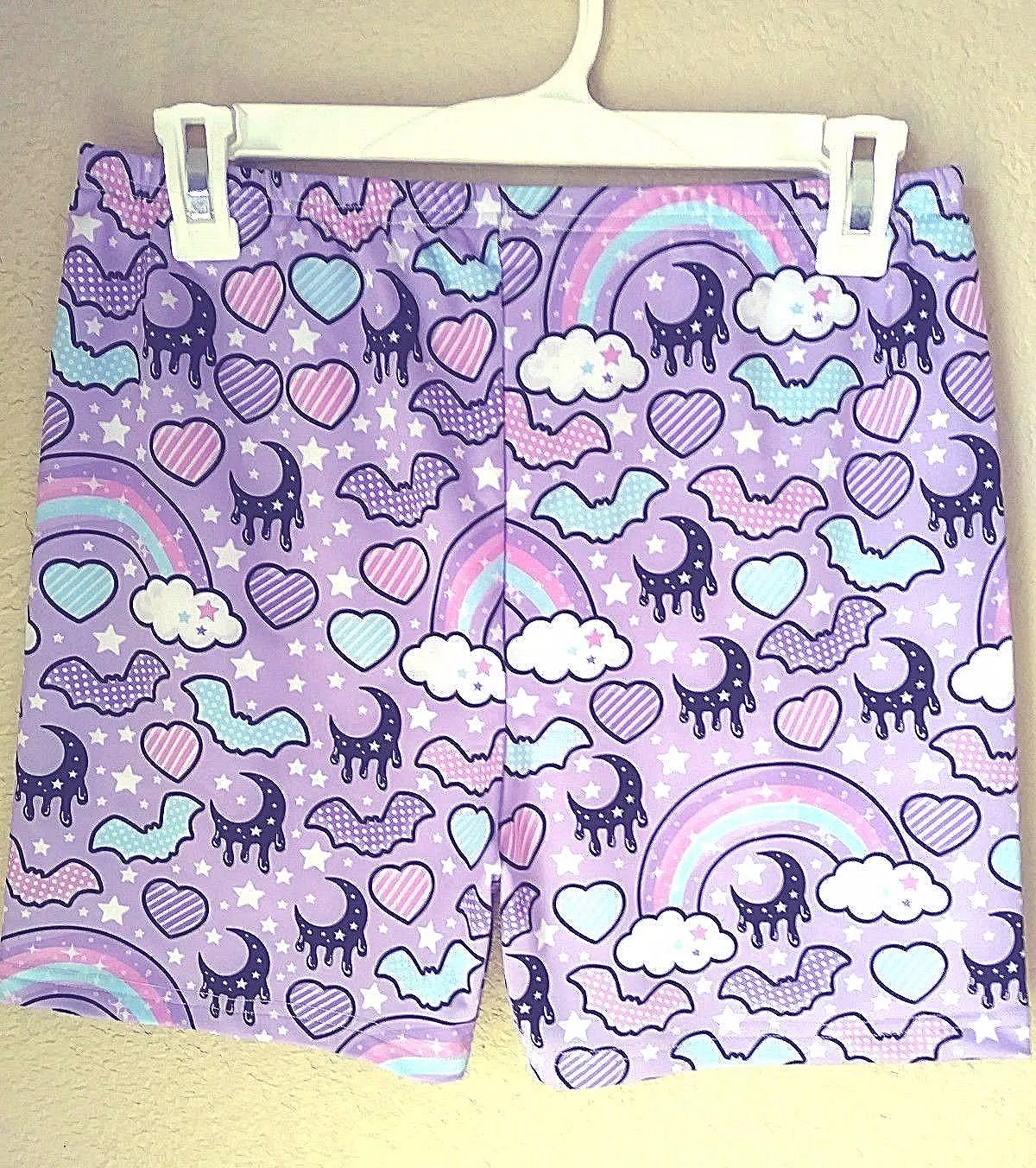 Rainbow Spooky Bats Purple Women's Fitted Shorts