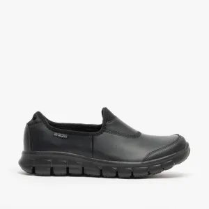 RELAXED FIT - SURE TRACK Ladies Leather Anti-Slip Shoes Black