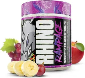 Rhino Rampage Pre Workout - Preworkout Powder Supplement for Men & Women - 30 Servings Fruit punch