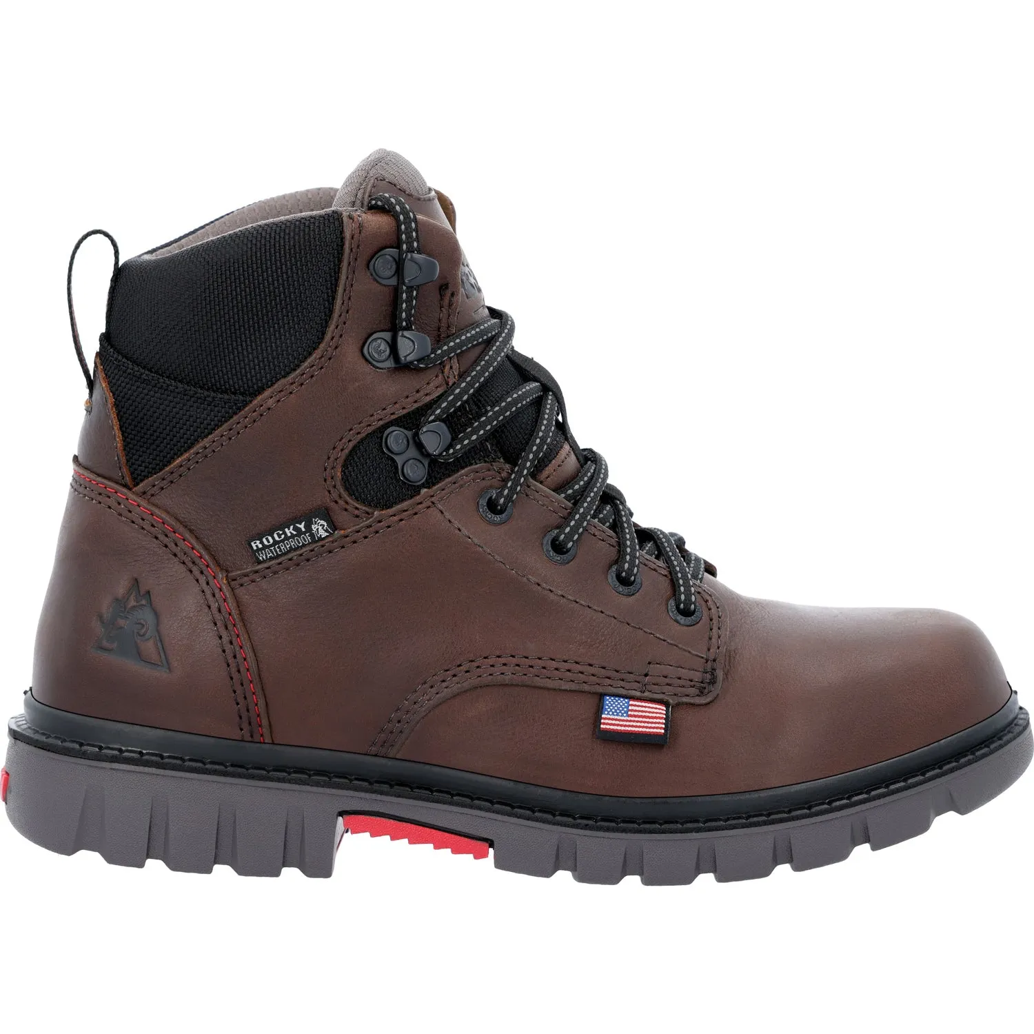 Rocky Mens Worksmart USA WP Brown Leather Work Boots