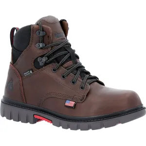 Rocky Mens Worksmart USA WP Brown Leather Work Boots