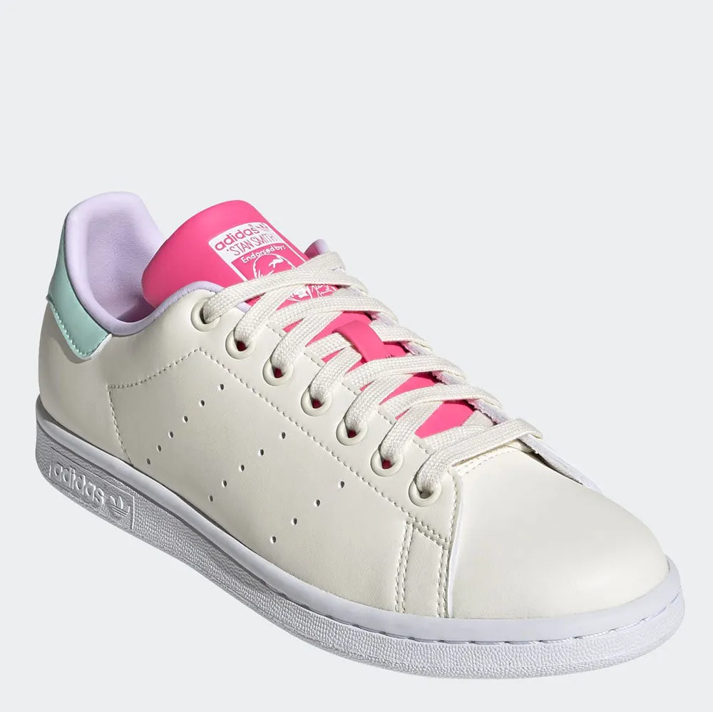 Scarpe Donna ADIDAS Sneakers linea Stan Smith Vegan colore Bianco Verde Acqua e Rosa