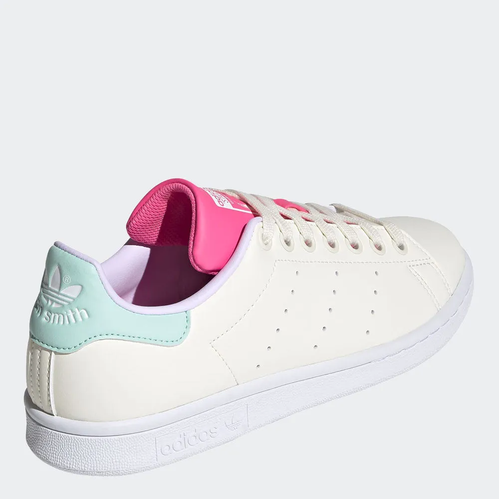 Scarpe Donna ADIDAS Sneakers linea Stan Smith Vegan colore Bianco Verde Acqua e Rosa