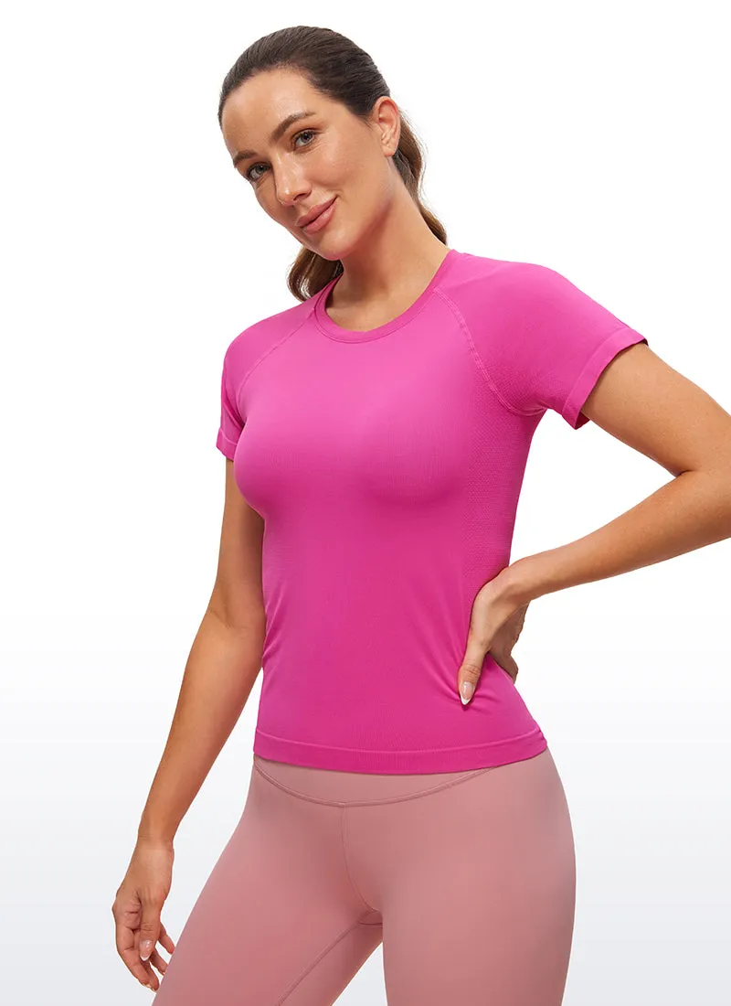 Seamless High Neck Short Sleeves Waist Length