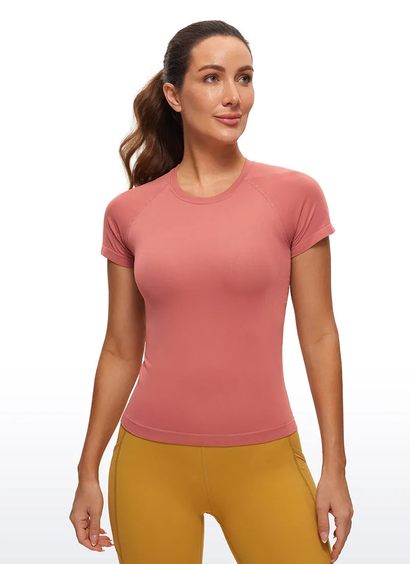 Seamless High Neck Short Sleeves Waist Length