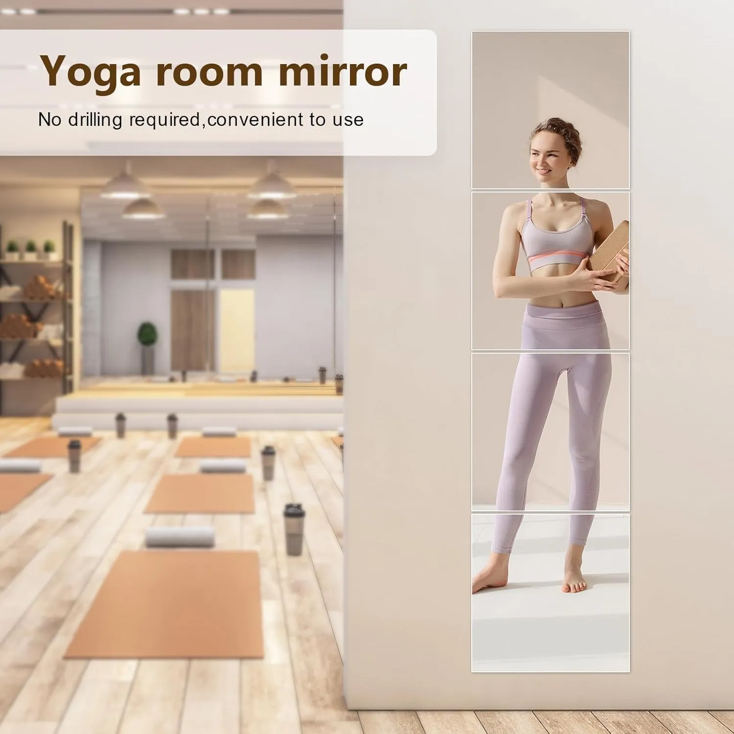 SEVEN HORSES HD Glass Full Length Wall Mirror Tiles, 12'' x 12'' x 4PCS, Frameless Full Body Mirror Tiles for Bedroom, Full Length Mirror Wall Mounted for Home Gym, Door