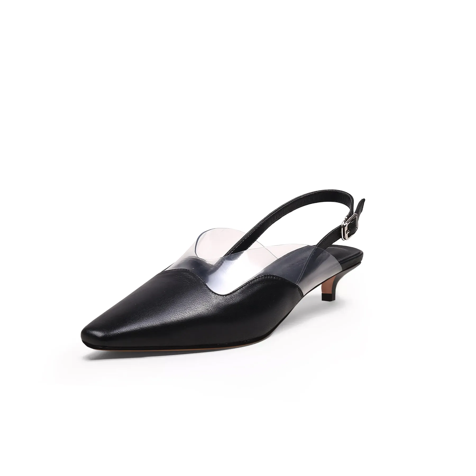 Sexy Scallop Trim Slingback Kitten Heels