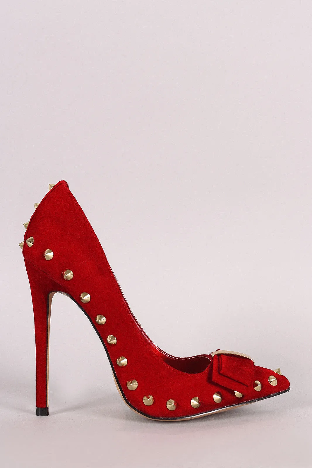 Shoe Republic LA Pointy Studded Spike Bow Pump