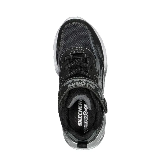 Skechers Boys S Lights Thermo Flash Heat Flux Black Silver Trainer