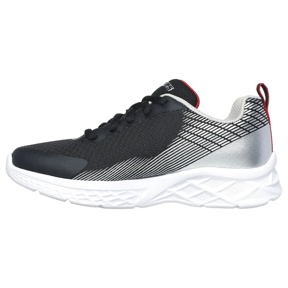 Skechers Microspec II Shoes - Boys - Black/Silver/Red