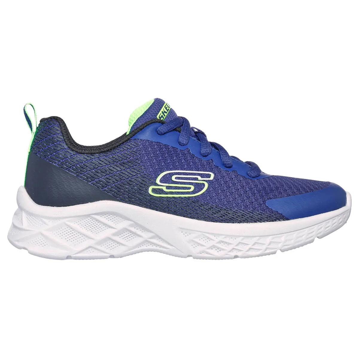 Skechers Microspec II Shoes - Boys - Navy/Black/Lime