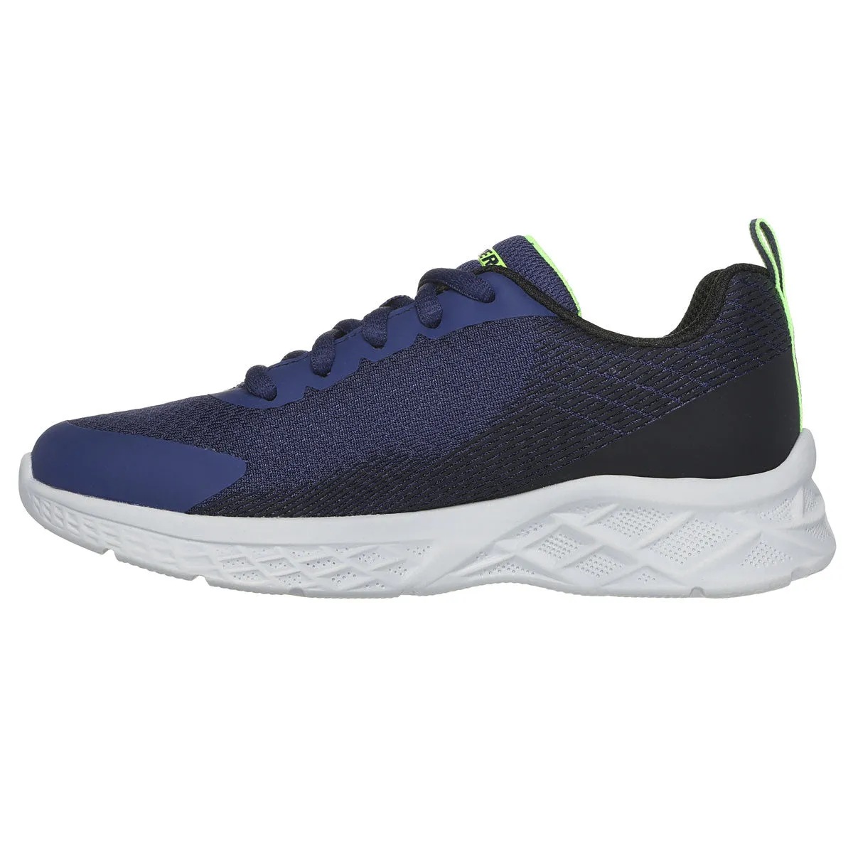 Skechers Microspec II Shoes - Boys - Navy/Black/Lime