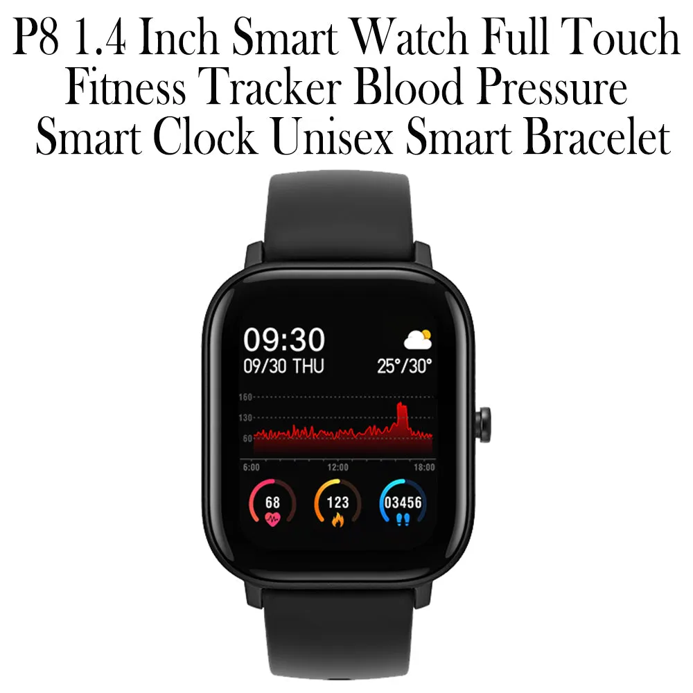 Smart Watch Full Touch Fitness Tracker Blood Pressure Monitor Smart Bracelet- USB Charging