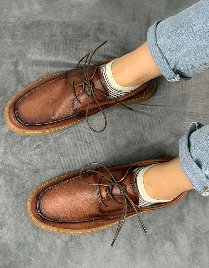 Soft Leather Handmade Lace-up Retro  Shoes for Men