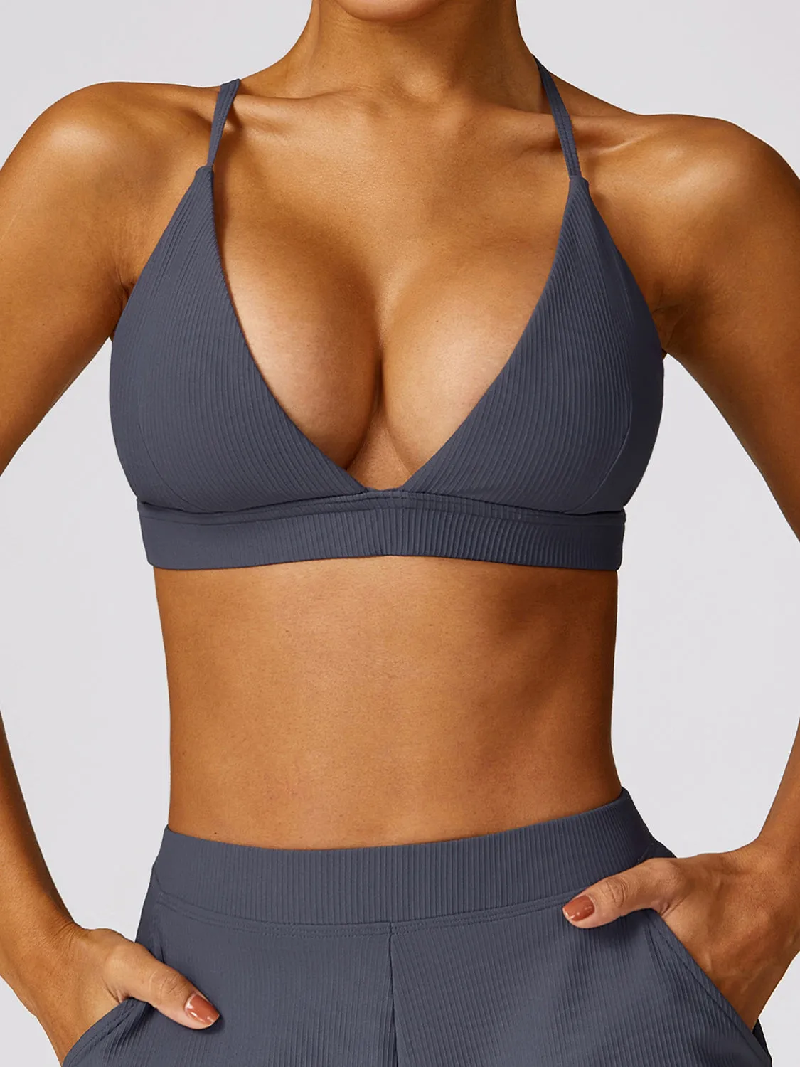 Spaghetti Strap Active Bra Sports Activewear Crop Top Yoga Tops