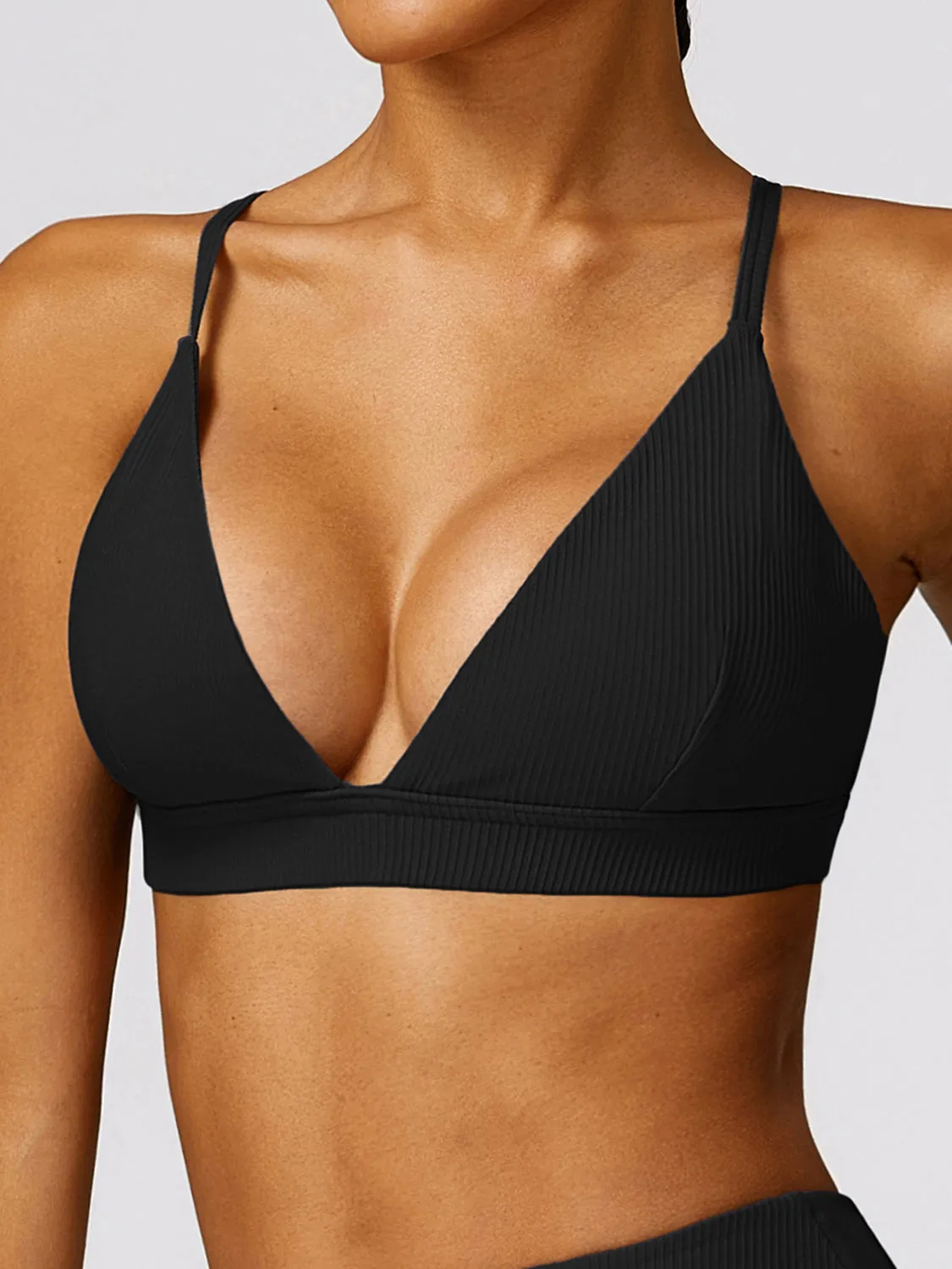 Spaghetti Strap Active Bra Sports Activewear Crop Top Yoga Tops