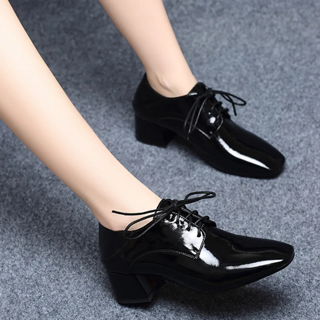 Spring Fashion Chunky Heel Pointed Women Work Shoes