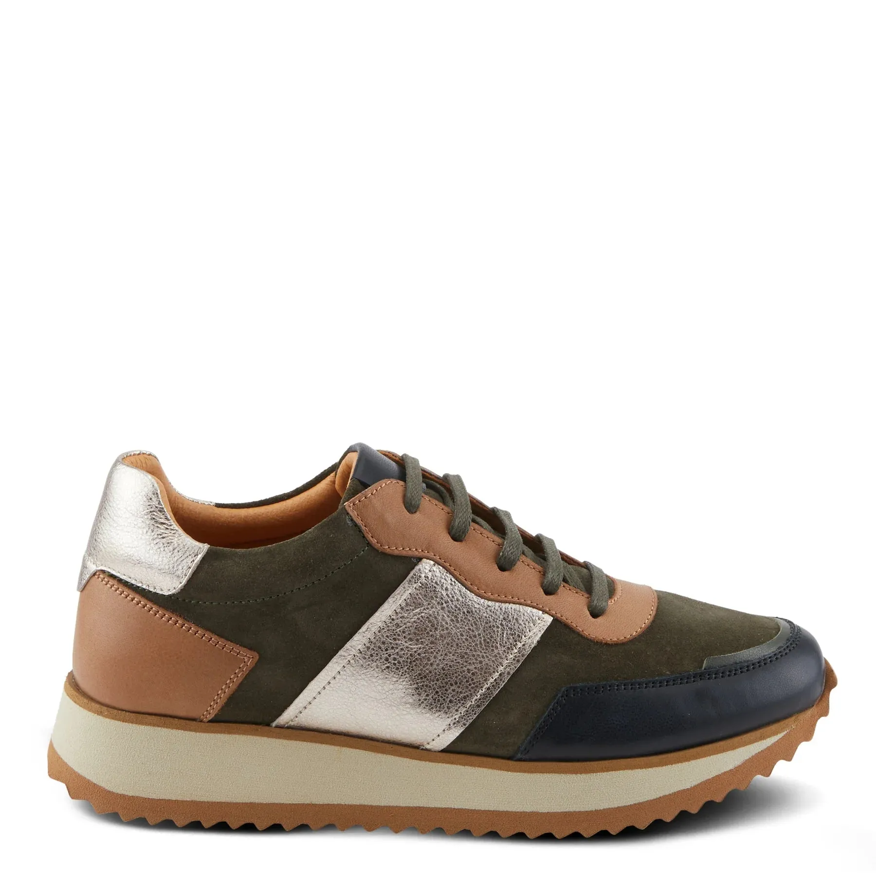 Spring Step Compter Sneaker - Olive Suede