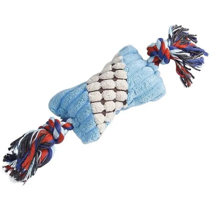 Squeaky Dog Plush Teething Toy Candy-Shaped Rope Toys