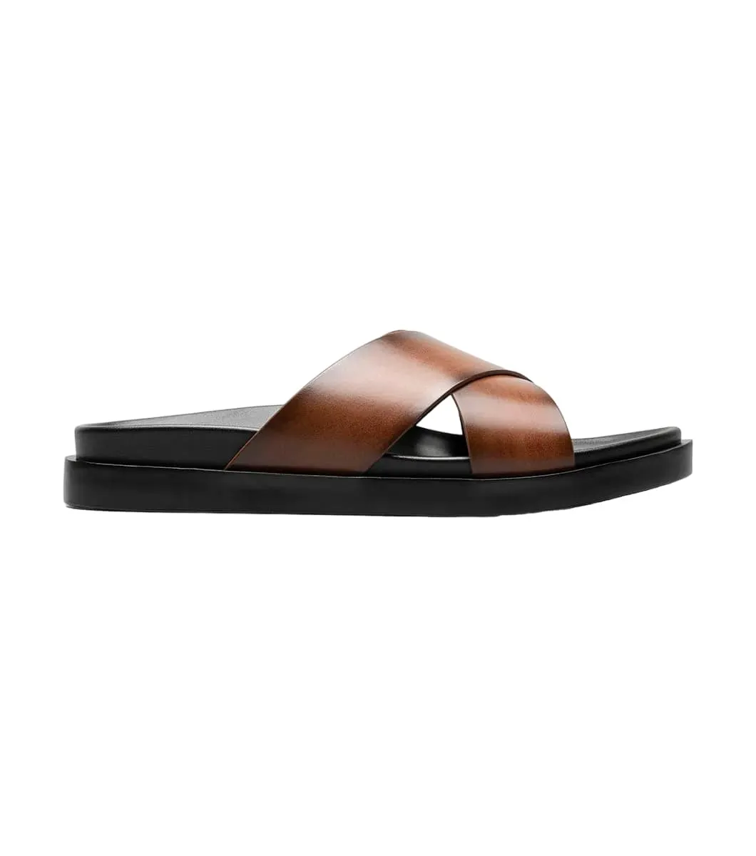 Stacy Adams Men's Montel Cross Strap Slide Sandal Loafer