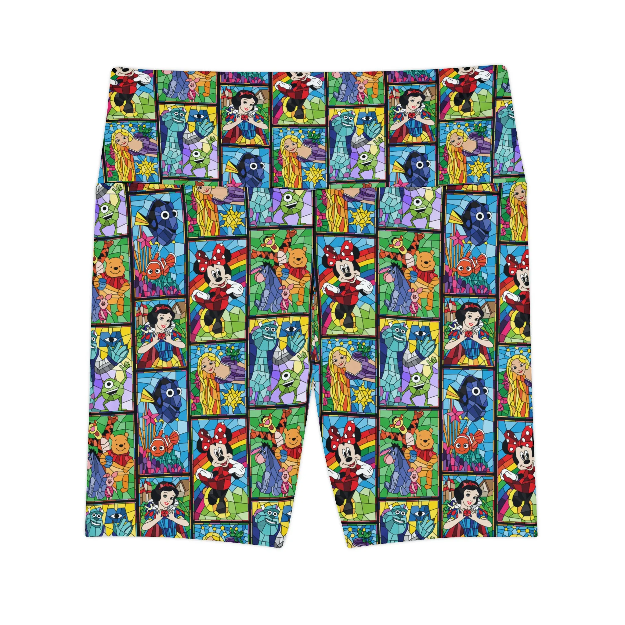 Stained Glass Characters Women's Athletic Workout Shorts