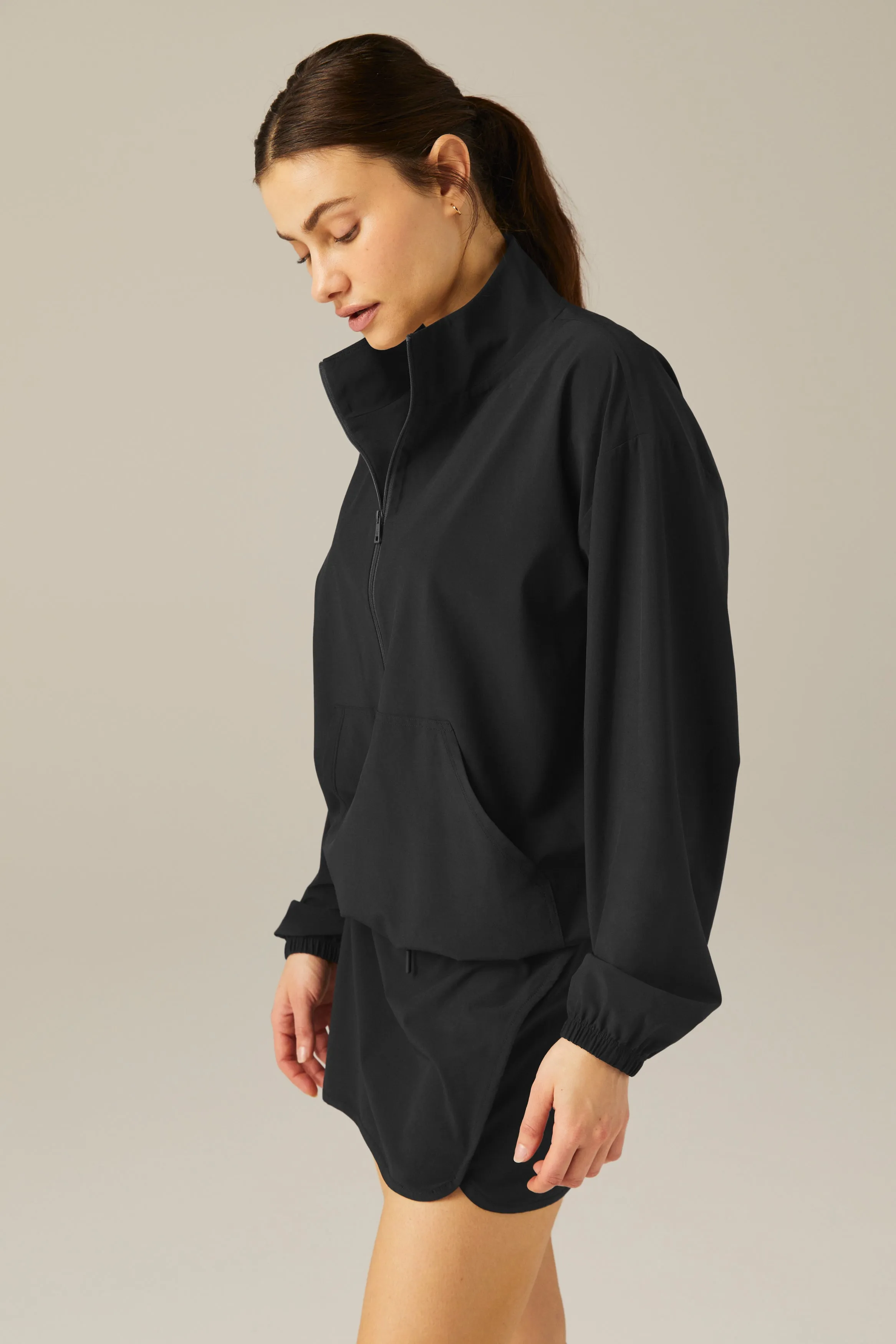 Stretch Woven In Stride Half Zip Pullover - Darkest Night *Restocks in September