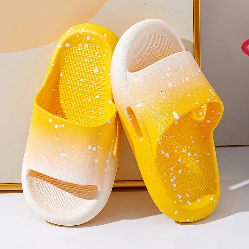 Summer Child Shoes Gradient Color Slippers Boy Girl Sandals Slippers Indoor Shower Anti-slip Slippers Kids' Beach Casual Sandals