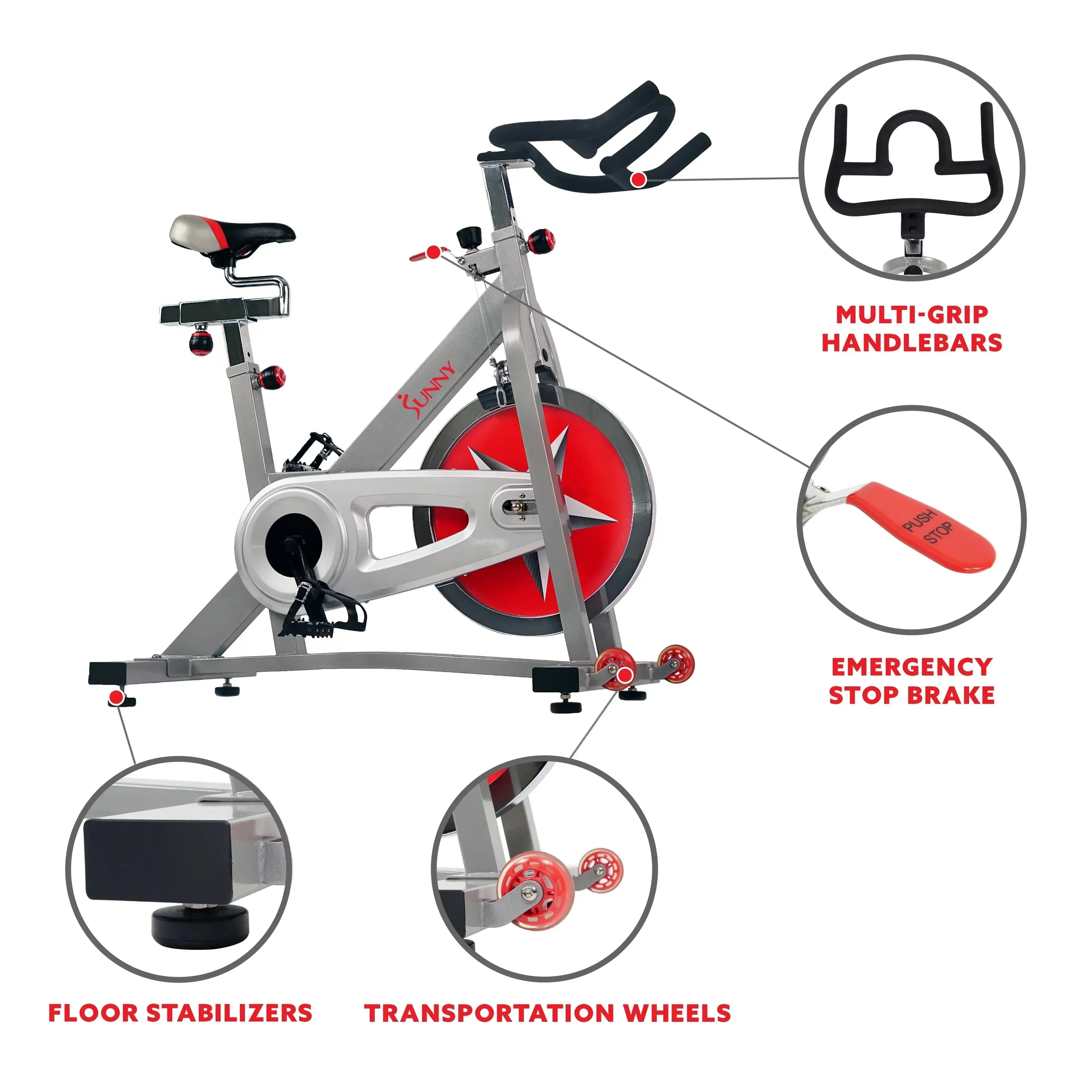 Sunny Health & Fitness Stationary Chain Drive 40 lb Flywheel Pro Indoor Cycling Exercise Bike Trainer, SF-B901